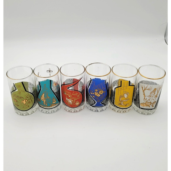 Vintage Roerig Pfizer Pharmaceutical Promo Glasses Set of 6 MCM 1960's READ - Picture 1 of 10